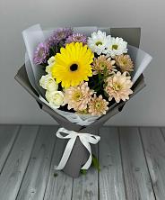 Букет цветов из:  Розы, Герберы и Хризантемы в Сухом-логе Свердловская область