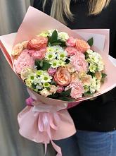 Букет нежные объятья в Сухом-логе Свердловская область Букет цветов из: Гвоздики, Розы и Хризантемы в Сухом-логе Свердловская область