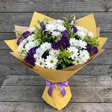 Букет цветов из:  Ирисы, Хризантемы и Ромашки в Сухом-логе Свердловская область