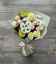 Букет цветов из:  Альстромерии, Розы и Хризантемы в Сухом-логе Свердловская область