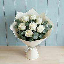 Букет Белые розы в Эвкалипте в Сухом-логе Свердловская область