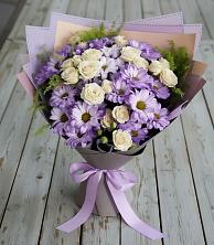 Букет цветов из:  Хризантемы и Розы в Сухом-логе Свердловская область